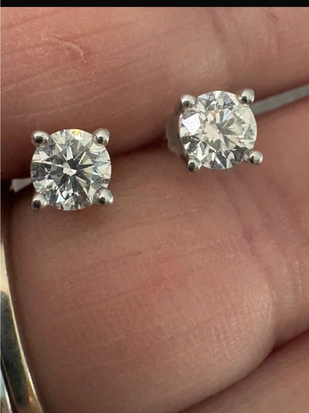 Half carat diamond studs in sterling silver